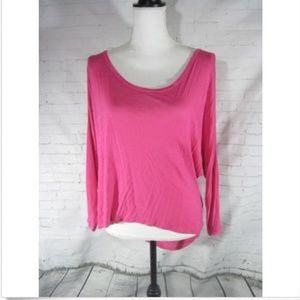 Bebe Cold Shoulder Top Medium Bright Pink Hi Low